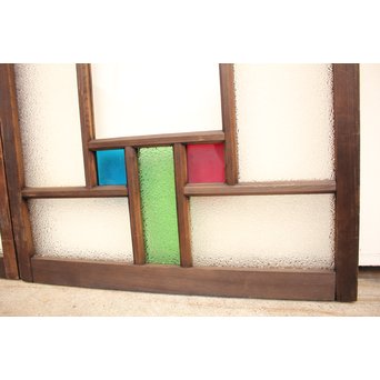 波兎のエッチングガラス戸色ガラスの建具 2枚1組　GD1071 