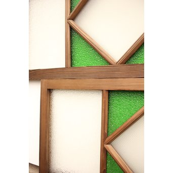 ダイア緑色ガラス欄間 2枚1組　R2198Y 