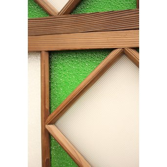 ダイア緑色ガラス欄間 2枚1組　R2198Y 