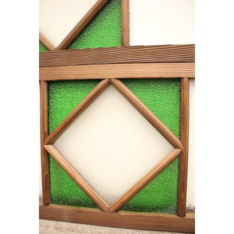 ダイア緑色ガラス欄間 2枚1組　R2198Y 