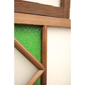 ダイア緑色ガラス欄間 2枚1組　R2198Y 