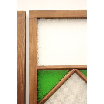 ダイア緑色ガラス欄間 2枚1組　R2198Y 