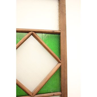 ダイア緑色ガラス欄間 2枚1組　R2198Y 