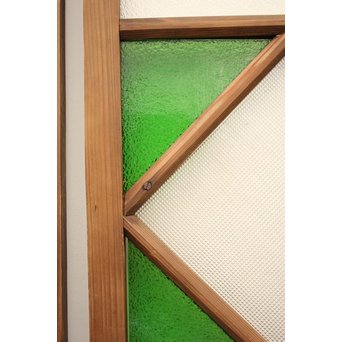 ダイア緑色ガラス欄間 2枚1組　R2198Y 