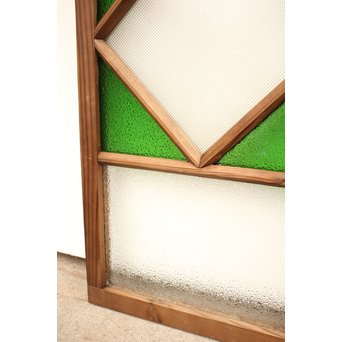 ダイア緑色ガラス欄間 2枚1組　R2198Y 