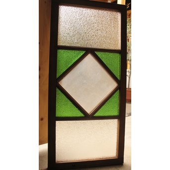 ダイア緑色ガラス欄間 2枚1組　R2198Y 