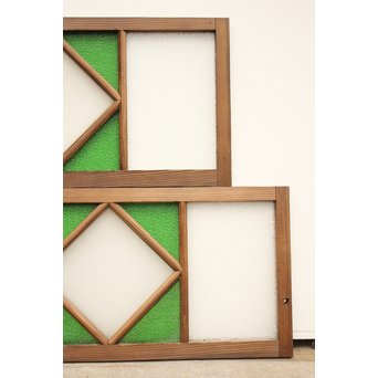 ダイア緑色ガラス欄間 2枚1組　R2198Y 