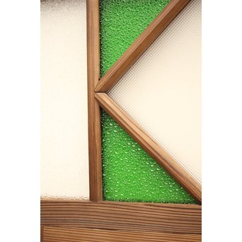ダイア緑色ガラス欄間 2枚1組　R2198Y 