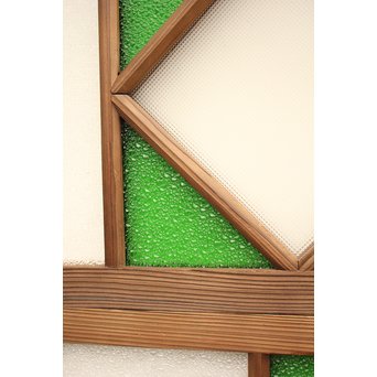 ダイア緑色ガラス欄間 2枚1組　R2198Y 