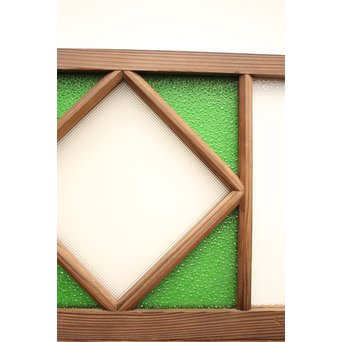 ダイア緑色ガラス欄間 2枚1組　R2198Y 