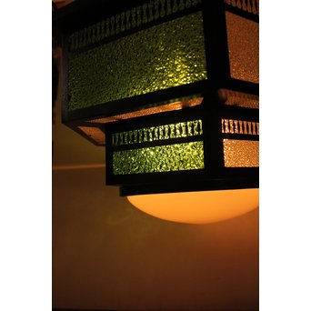 色ガラスのシャンデリア照明　A1778 