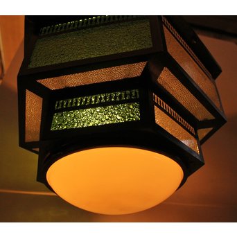 色ガラスのシャンデリア照明　A1778 