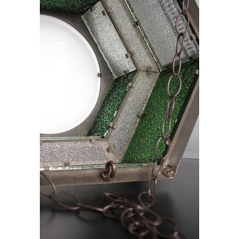 色ガラスのシャンデリア照明　A1778 