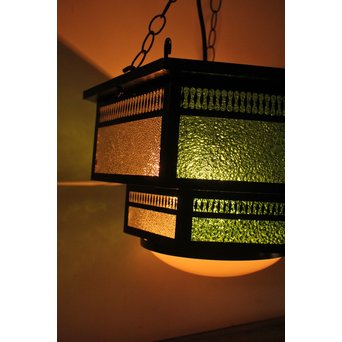 色ガラスのシャンデリア照明　A1778 