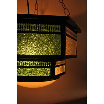 色ガラスのシャンデリア照明　A1778 