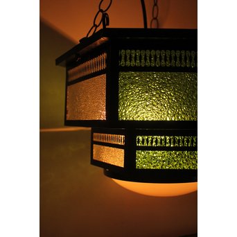 色ガラスのシャンデリア照明　A1778 