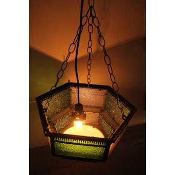 色ガラスのシャンデリア照明　A1778 