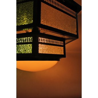 色ガラスのシャンデリア照明　A1778 