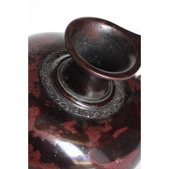 市橋鷺山 佐渡斑柴銅器花器　S3016 