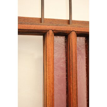 ピンクにかわガラスの格子付総欅ガラス戸 2枚1組　GD1072Y 