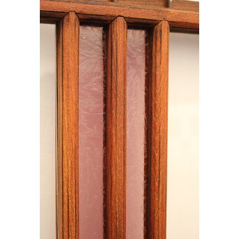 ピンクにかわガラスの格子付総欅ガラス戸 2枚1組　GD1072Y 