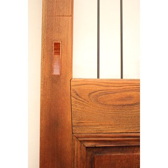 ピンクにかわガラスの格子付総欅ガラス戸 2枚1組　GD1072Y 