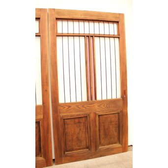 ピンクにかわガラスの格子付総欅ガラス戸 2枚1組　GD1072Y 