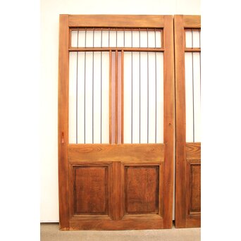 ピンクにかわガラスの格子付総欅ガラス戸 2枚1組　GD1072Y 