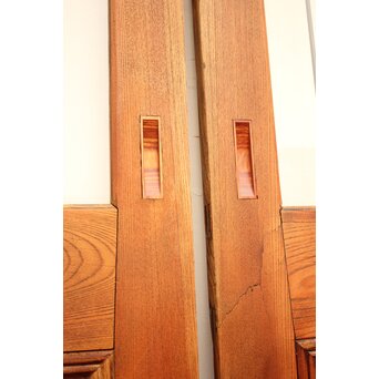 ピンクにかわガラスの格子付総欅ガラス戸 2枚1組　GD1072Y 