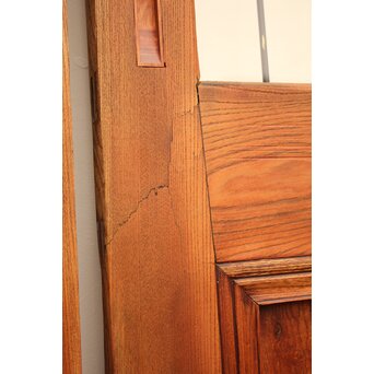 ピンクにかわガラスの格子付総欅ガラス戸 2枚1組　GD1072Y 