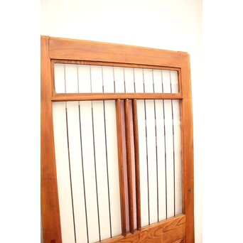 ピンクにかわガラスの格子付総欅ガラス戸 2枚1組　GD1072Y ガラスは全てクリア　すっきりしています