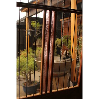 ピンクにかわガラスの格子付総欅ガラス戸 2枚1組　GD1072Y 