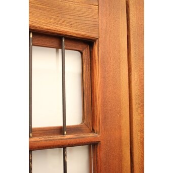 ピンクにかわガラスの格子付総欅ガラス戸 2枚1組　GD1072Y 