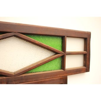 ダイア緑色ガラス欄間 2枚1組　R2205 