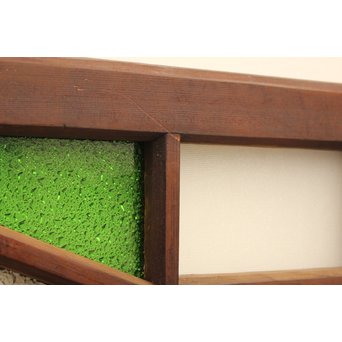 ダイア緑色ガラス欄間 2枚1組　R2205 