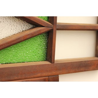 ダイア緑色ガラス欄間 2枚1組　R2205 