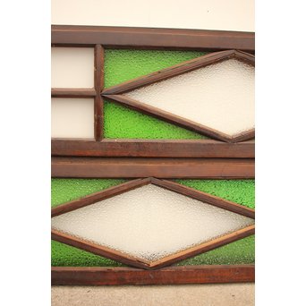 ダイア緑色ガラス欄間 2枚1組　R2205 