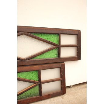 ダイア緑色ガラス欄間 2枚1組　R2205 