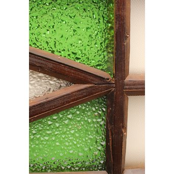 ダイア緑色ガラス欄間 2枚1組　R2205 