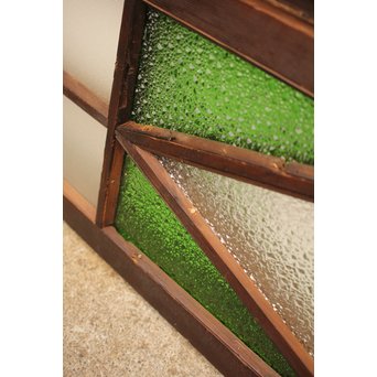 ダイア緑色ガラス欄間 2枚1組　R2205 