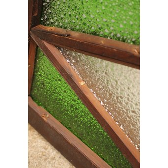 ダイア緑色ガラス欄間 2枚1組　R2205 