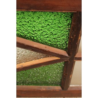 ダイア緑色ガラス欄間 2枚1組　R2205 