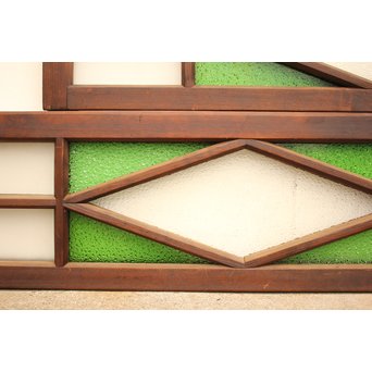 ダイア緑色ガラス欄間 2枚1組　R2205 