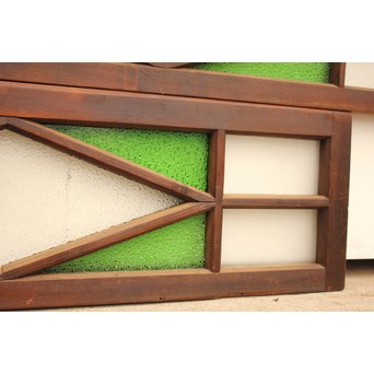 ダイア緑色ガラス欄間 2枚1組　R2205 