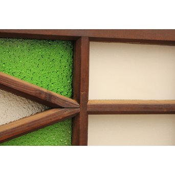 ダイア緑色ガラス欄間 2枚1組　R2205 