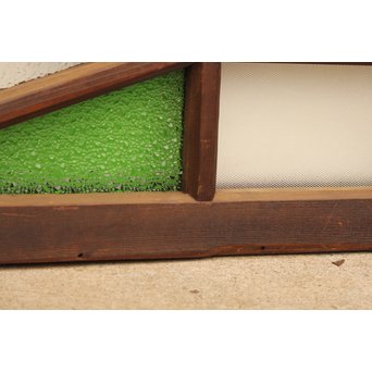 ダイア緑色ガラス欄間 2枚1組　R2205 