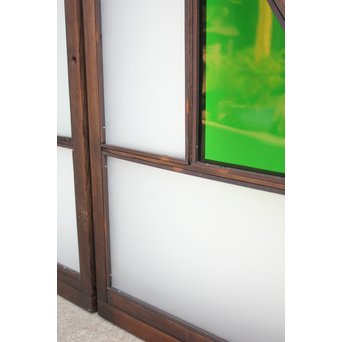 ダイアカット緑色ガラス戸 4枚1組　GD1073 