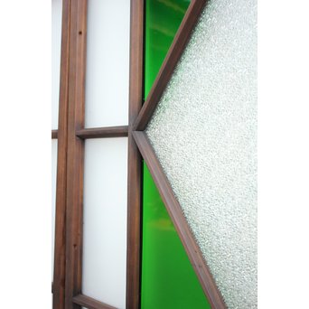 ダイアカット緑色ガラス戸 4枚1組　GD1073 