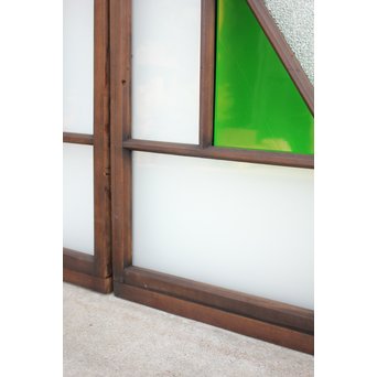 ダイアカット緑色ガラス戸 4枚1組　GD1073 