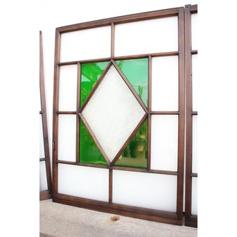 ダイアカット緑色ガラス戸 4枚1組　GD1073 